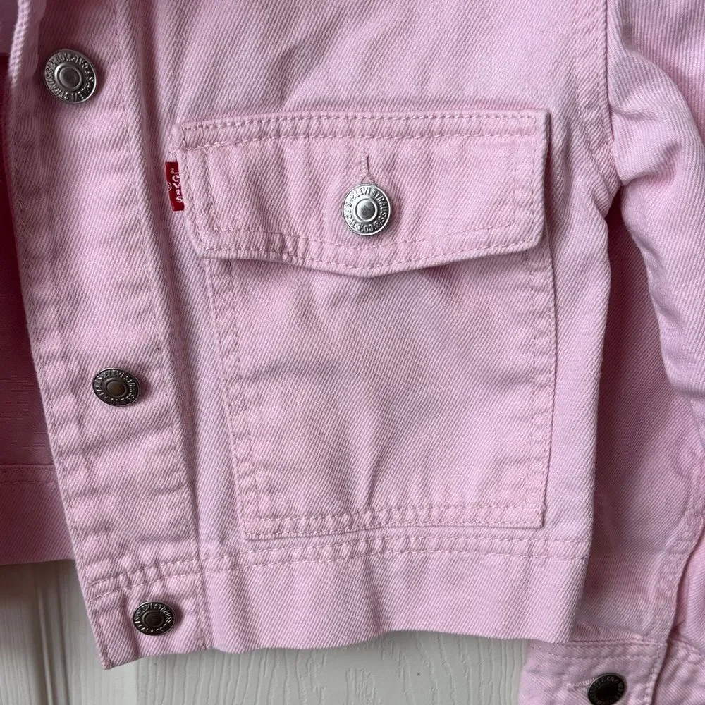 Levi's Kids Light Pink Jean denim Jacket Classic girls coat size small 8/10 EUC